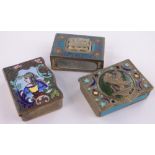 3 Various enamelled vesta cases, length 4.5cm, (3).