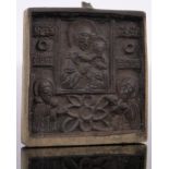 A miniature Russian relief cast bronze Icon, height 3cm.