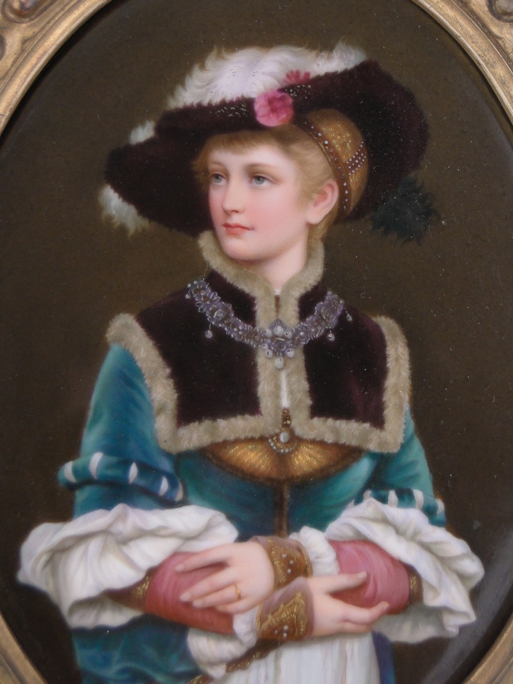 A 19th century German painted porcelain plaque, possibly Berlin, - Image 2 of 6