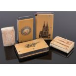 5 Various bone and ivory vesta cases, (5).