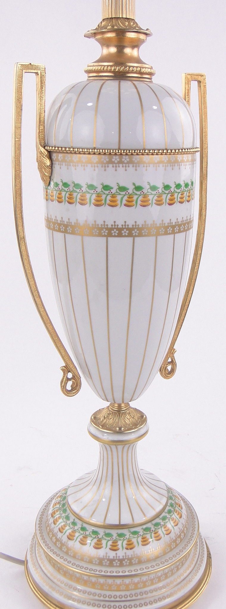 A continental porcelain and gilt metal table lamp, mid 20th century, height overall 80cm. - Image 2 of 3