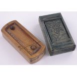 2 Wooden vesta cases, with sliding and swivel lids, length 7cm, (2).