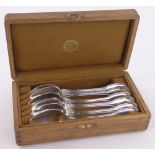 Cased set of 6 French silver teaspoons, by Leontine & Ernest Compere, marked 900.