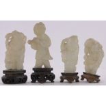 A group of 4 miniature Chinese carved jade Buddha figures, largest height 6cm.