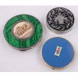 3 Various continental silver and enamelled compacts.