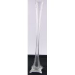 A large clear glass specimen vase, height 90cm.