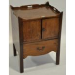 A George III mahogany tray top night cupboard, width 1'10", height 2'8", depth 1'6".