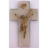 A 19th century gilt metal and onyx crucifix, height 22cm.