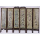 A Chinese rosewood 6-fold screen circa 1900,