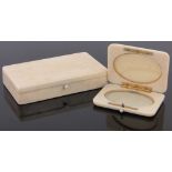A 19th century plain ivory sewing box, length 11.
