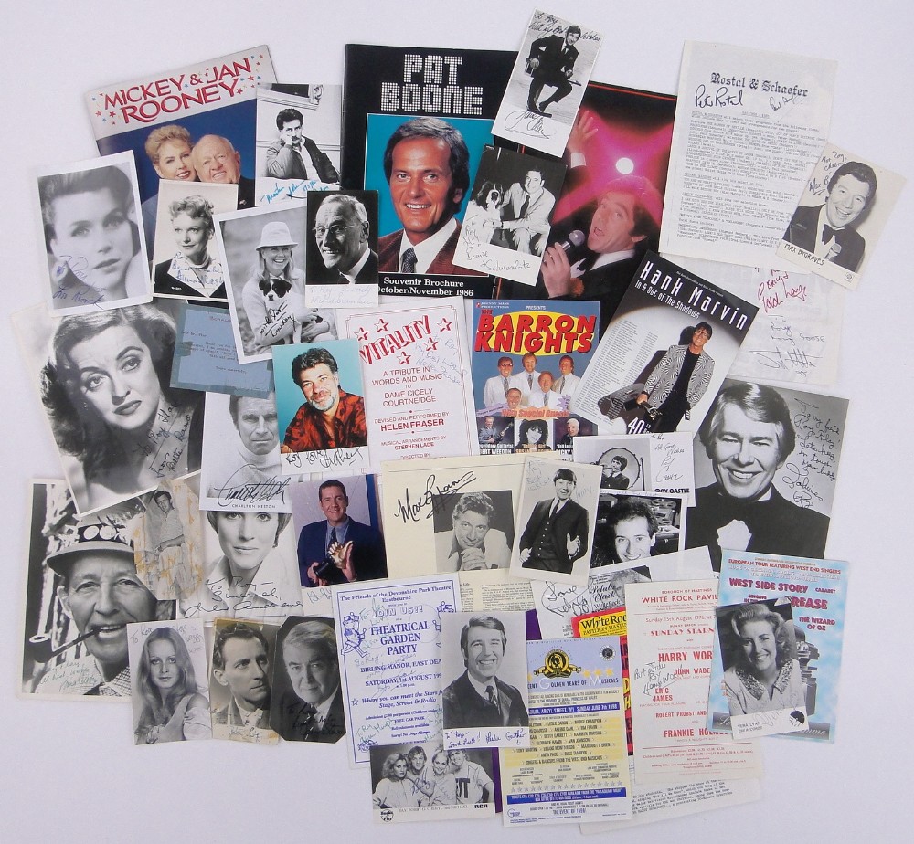 A Collection of celebrity autographed photos and cards, including Vivien Leigh, Julie Andrews,