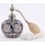 Francis Lee for Doulton Lambeth, a stoneware atomiser scent bottle, with incised geometric scrolls,