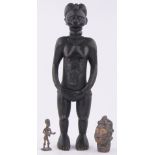 An African carved stained wood fertility figure, height 43cm,