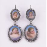 Pair of Antique double panel drop earrings,