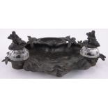 A 19th century cast-iron desk stand in the form of a lily pond,
