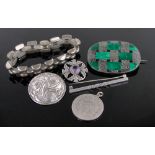 A group of silver jewellery, including a Georg Jensen sterling silver bar brooch model no.