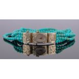 A Victorian 4 strand turquoise bead bracelet,
