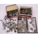 Large quantity of coins and medallions.