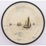 A large Royal Doulton Series Ware fishing fleet design wall plate, pattern no. D2873, diameter 34cm.