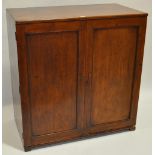 A Victorian mahogany 2-door press cupboard, with fitted shelves, width 3'8", height 3'10", depth 2'.