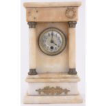 A 19th century alabaster and gilt metal cased mantel clock with turned columns, height 33cm.