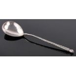 A Russian silver spoon, with engraved bowl and twist handle marked 84, length 16cm.