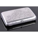 A 19th century Russian engraved silver cigarette case, marked 84, length 10cm.