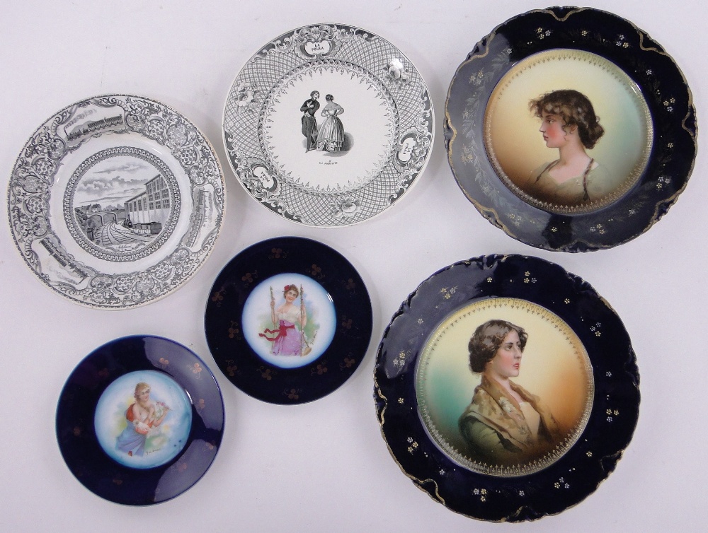 2 Pairs of 19th century French porcelain portrait plates,