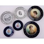 2 Pairs of 19th century French porcelain portrait plates,