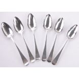 A set of 6 George III silver teaspoons, makers marks I B London 1801.