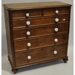 A 19th century oak 2-section chest of 2 short and 4 long drawers,