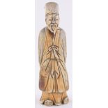 A Chinese carved ivory Sage figure, 18th/19th century, height 20cm.