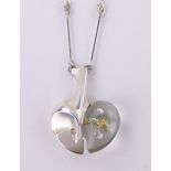 A Vintage Lapponia Bjorn Weckstron space apple design silver/acrylic necklace.