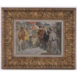 Russian School, oil on board, impressionist crowd of people , unsigned, inscribed verso, 7.