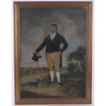 Early 19th century English School, oil on canvas, portrait of a gentleman and his dog, unsigned,