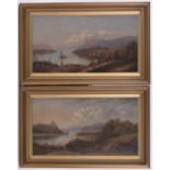 John Cairns (1845-1879), pair of oils on canvas, extensive landscapes, signed, 10" x 18", framed.