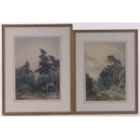 Albert Marlow (1862-1911), 2 watercolours, landscapes, signed and dated 1889 and 1885, 11" x 16",