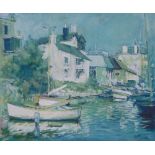 Matt Bruce, oil on canvas, boats at Southwick, signed, 20" x 24", framed.