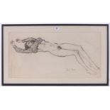 Frank Martin RE SWE (1921-2005), charcoal life study, signed, 14" x 28", framed.