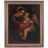 After Raphael, 19th century oil on canvas, The Madonna of the chair, unsigned, 30" x 25", framed.