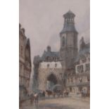 Paul Marny (1829-1914), watercolour, continental street scene, signed, 18" x 12", framed.