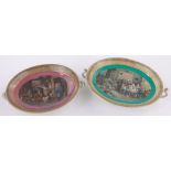 2 19th century oval Prattware comports,