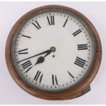 A 19th century mahogany cased dial wall clock, with painted dial and brass fusee movement,