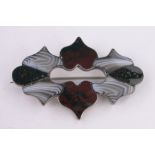 A Victorian Scottish agate and silver brooch, width 60mm.