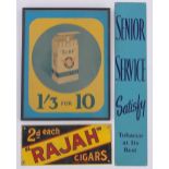 A Rajah Cigar enamelled advertising sign, 14.