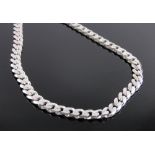 A heavy silver curb-link necklace, 97g.