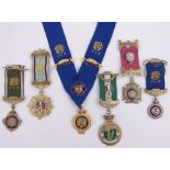 A group of mainly silver gilt and enamelled Masonic jewels.