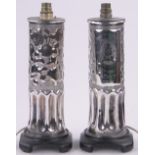 A pair of First War period Trench Art cannon shell table lamps,