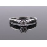 A 9ct white gold solitaire diamond ring, approx. 0.15cts, size P.