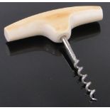 An early 20th century marine ivory handled corkscrew.